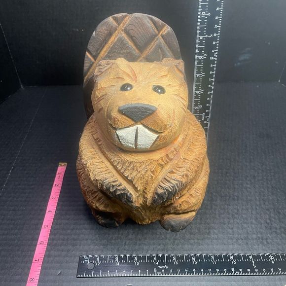 VINTAGE HANDCARVED WOODEN BEAVER FROM COLORADO Approx 10” 4lbs - Picture 7 of 16